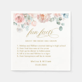 Elegant Blush Pink Floral Facts Weddenschap Servet