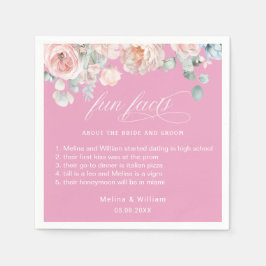 Elegant Blush Pink Floral Facts Weddenschap Servet