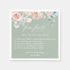 Elegant Blush Pink Floral Facts Weddenschap Servet