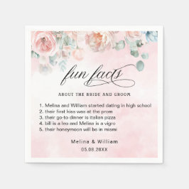 Elegant Blush Pink Floral Facts Weddenschap Servet