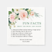 Elegant Blush Pink Floral Facts Weddenschap Servet (Voorkant)