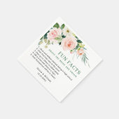 Elegant Blush Pink Floral Facts Weddenschap Servet (Hoek)