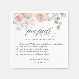 Elegant Blush Pink Floral Facts Weddenschap Servet