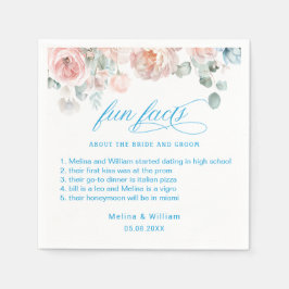 Elegant Blush Pink Floral Facts Weddenschap Servet