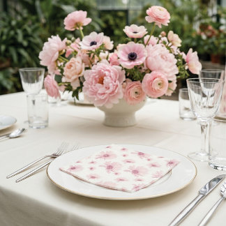 Elegant Blush Pink Floral Fine Art Wedding Servet