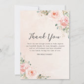 Elegant Blush Pink Floral Foto Funeral Memorial Bedankkaart (Achterkant)