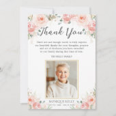 Elegant Blush Pink Floral Foto Funeral Memorial Bedankkaart (Voorkant)