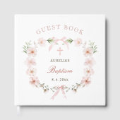 Elegant Blush Pink Floral Frame Baptism Gastenboek (Voorkant)