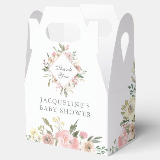 Elegant Blush Pink Floral Garden Baby shower Bedankdoosjes (Geopend)