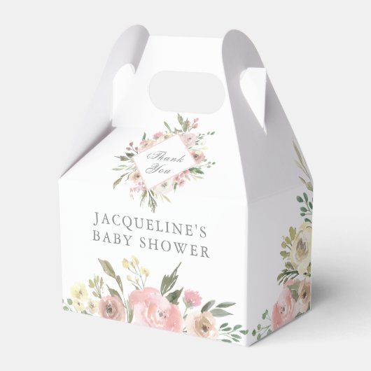Elegant Blush Pink Floral Garden Baby shower Bedankdoosjes (Voorkant Zijde)