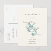 Elegant Blush Pink Floral Garden Save the Date Aankondigingskaart (Voorkant / Achterkant)