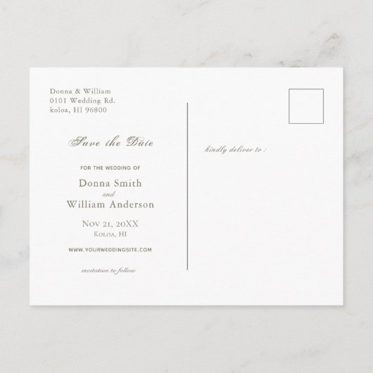 Elegant Blush Pink Floral Garden Save the Date Aankondigingskaart (Achterkant)