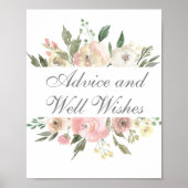 Elegant Blush Pink Floral Garden Weddenschap Poster (Voorkant)
