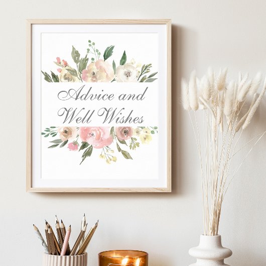 Elegant Blush Pink Floral Garden Weddenschap Poster