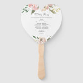 Elegant Blush Pink Floral Garden Wedding Programme Handwaaier (Achterkant)