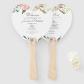 Elegant Blush Pink Floral Garden Wedding Programme Handwaaier (Voorkant en achterkant)