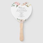 Elegant Blush Pink Floral Garden Wedding Programme Handwaaier (Voorkant)