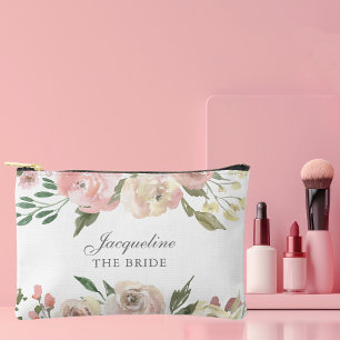 Elegant Blush Pink Floral gepersonaliseerde bruid Etui