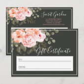 Elegant Blush Pink Floral Gift Certificate Kaart (Voorkant / Achterkant)