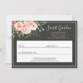 Elegant Blush Pink Floral Gift Certificate Kaart (Achterkant)