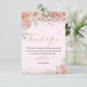 Elegant Blush Pink Floral Glitter Birthday Bedankkaart (Staand voorkant)