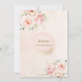 Elegant Blush Pink Floral Gold 60 en Fabulous Kaart (Achterkant)