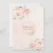 Elegant Blush Pink Floral Gold Girl Baby shower Kaart (Achterkant)