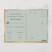 Elegant Blush Pink Floral Gold Green Wedding Briefkaart (Achterkant)