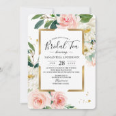 Elegant Blush Pink Floral Gold Lijst & druppels Kaart (Voorkant)