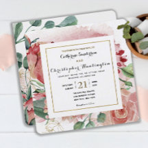 Elegant Blush Pink Floral Gold Lijst Weddenschap