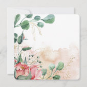 Elegant Blush Pink Floral Gold Lijst Weddenschap Kaart (Achterkant)