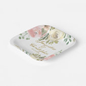 Elegant Blush Pink Floral Gold Script Weddenschap Papieren Bordje (Gebogen)