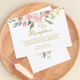 Elegant Blush Pink Floral Gold Weddenschappen Ontv RSVP Kaartje