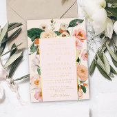 Elegant Blush Pink Floral Gold Wedding Folie Uitnodiging