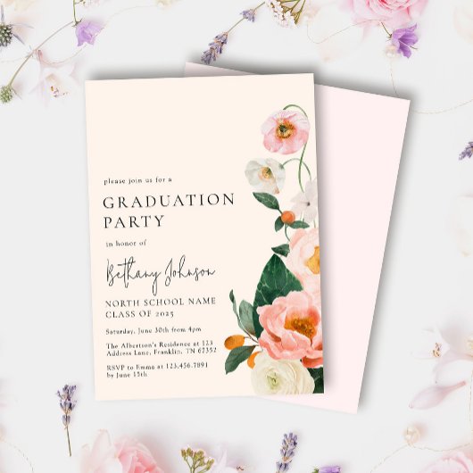 Elegant Blush Pink Floral Gradual Party Kaart