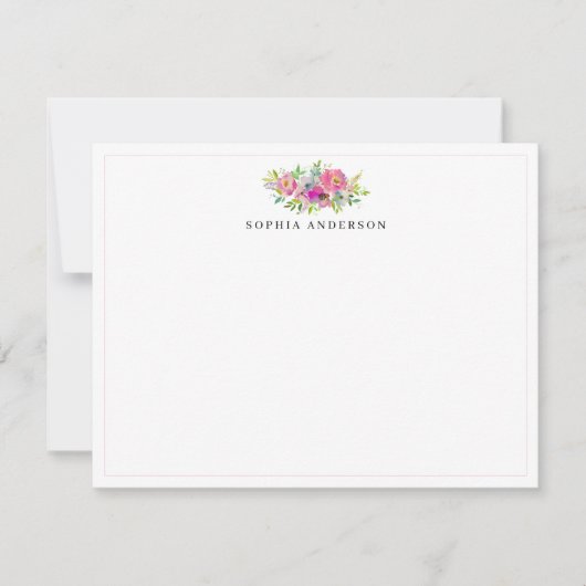 Elegant Blush Pink Floral Greenery Botanical Girly Notitiekaartje (Voorkant)
