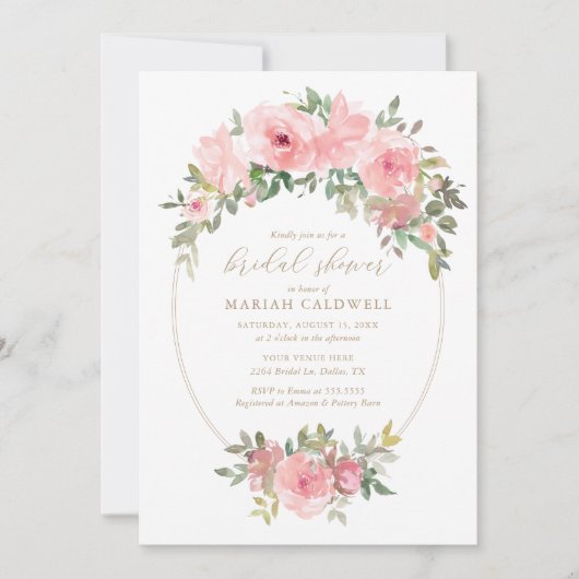 Elegant Blush Pink Floral Greenery Vrijgezellenfee Kaart (Voorkant)