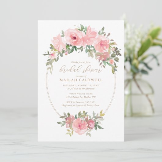 Elegant Blush Pink Floral Greenery Vrijgezellenfee Kaart (Staand voorkant)