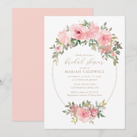 Elegant Blush Pink Floral Greenery Vrijgezellenfee Kaart (Voorkant / Achterkant)
