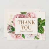 Elegant Blush Pink  Floral Hartelijk dank Briefkaart (Voorkant / Achterkant)