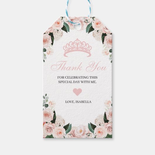 Elegant Blush Pink Floral Hartelijk dank Cadeaulabel (Voorkant)