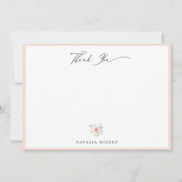 Elegant Blush Pink Floral Hartelijk dank Notitiekaartje