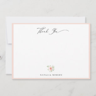 Elegant Blush Pink Floral Hartelijk dank Notitiekaartje