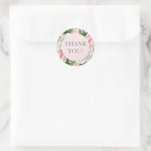 Elegant Blush Pink Floral Hartelijk dank Ronde Sticker (Tas)