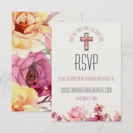 Elegant Blush Pink Floral Inspirerend Wedding RSVP Kaartje (Voorkant / Achterkant)