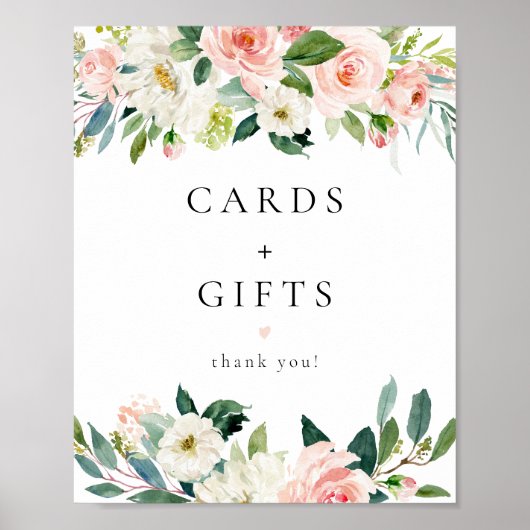 Elegant Blush Pink Floral Kaarten en geschenken te Poster (Voorkant)