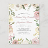 Elegant Blush Pink Floral Moederdag Brunch Uitnodiging Briefkaart (Voorkant)