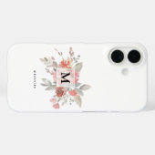Elegant Blush Pink Floral Monogram Case-Mate iPhone Case (Achterkant (horizontaal))