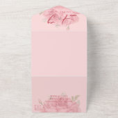Elegant Blush Pink Floral Monogram  huwelijk All In One Uitnodiging (Buitenkant)