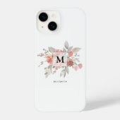 Elegant Blush Pink Floral Monogram iPhone Hoesje (Achterkant)